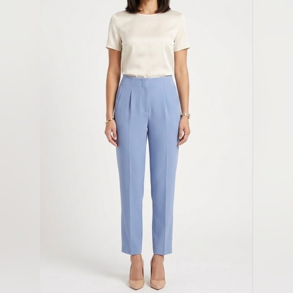 NINE WEST Women's High-Waist Pleated Pants- Light Blue with zipper front Sz 14L